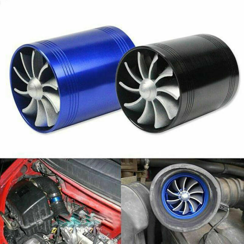 F1-Z Double Turbine Turbo Charger Air Intake Gas Fuel Saver Fan Car Supercharger