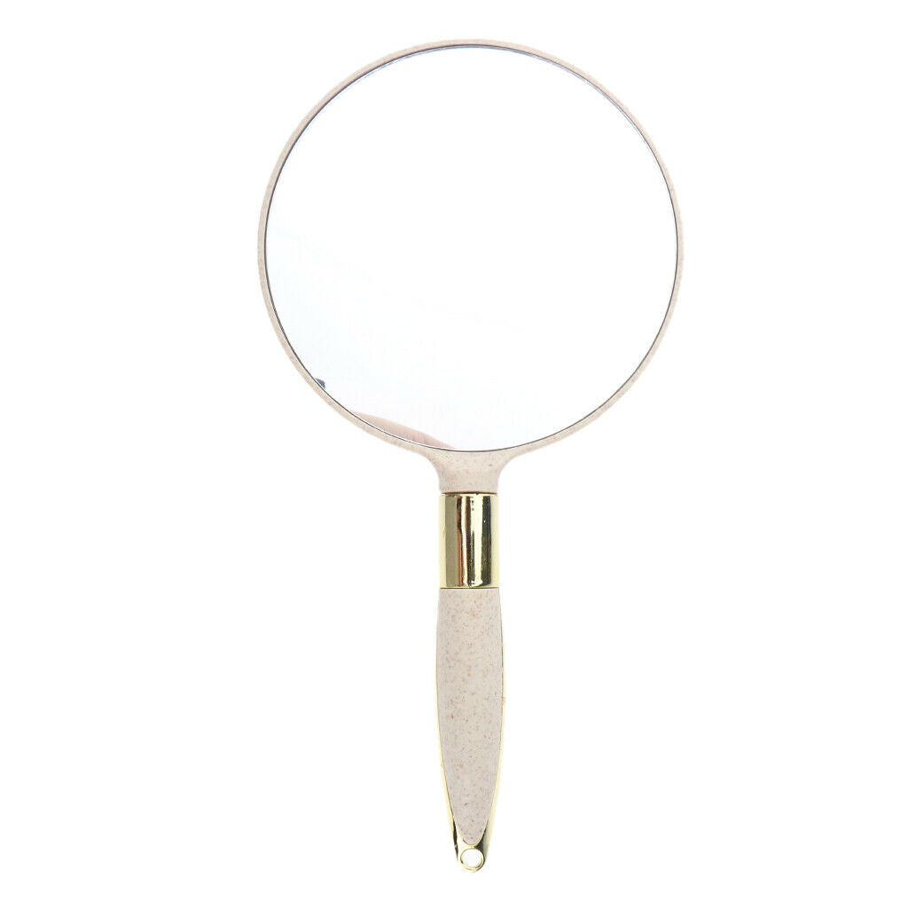 Portable Plastic Handheld Mirror for Vanity Makeup Home Salon Travel Beige
