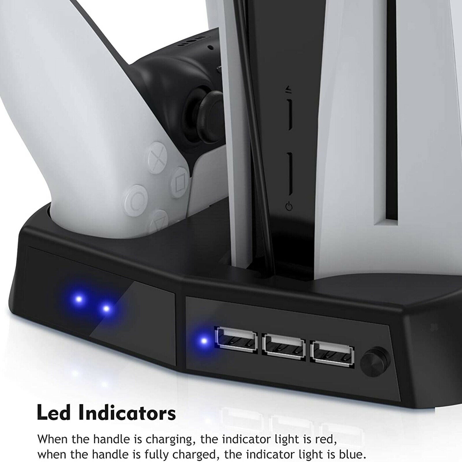 Vertical Cooling Stand with Controller Charging Dock for PS5 Digital Edition &