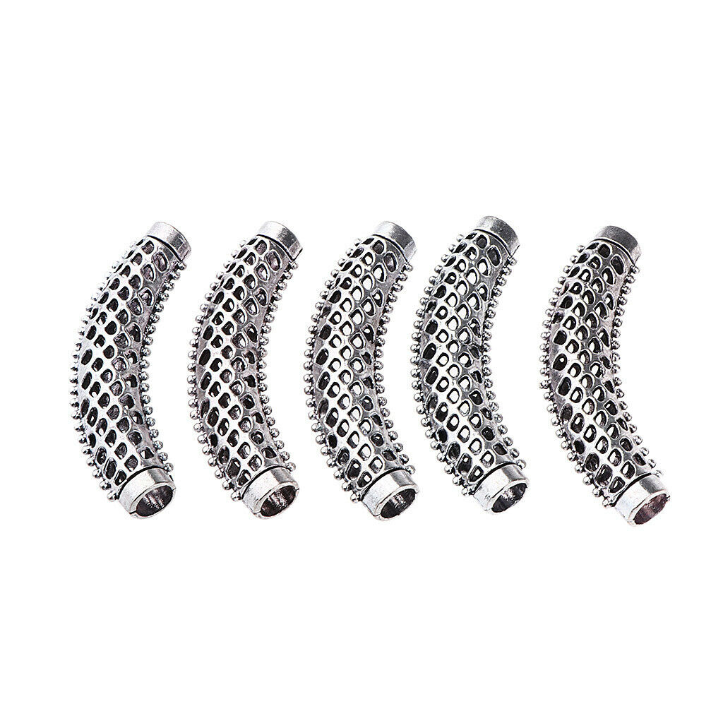 5Pcs Dreadlock Beads Braiding Jewelry Tubes Hair Pendants Ring Cuff 06