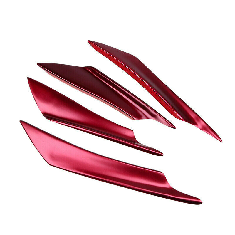 ABS Universal Car Front Bumper Lip Splitter Fins Body Spoiler Canards Red 4x