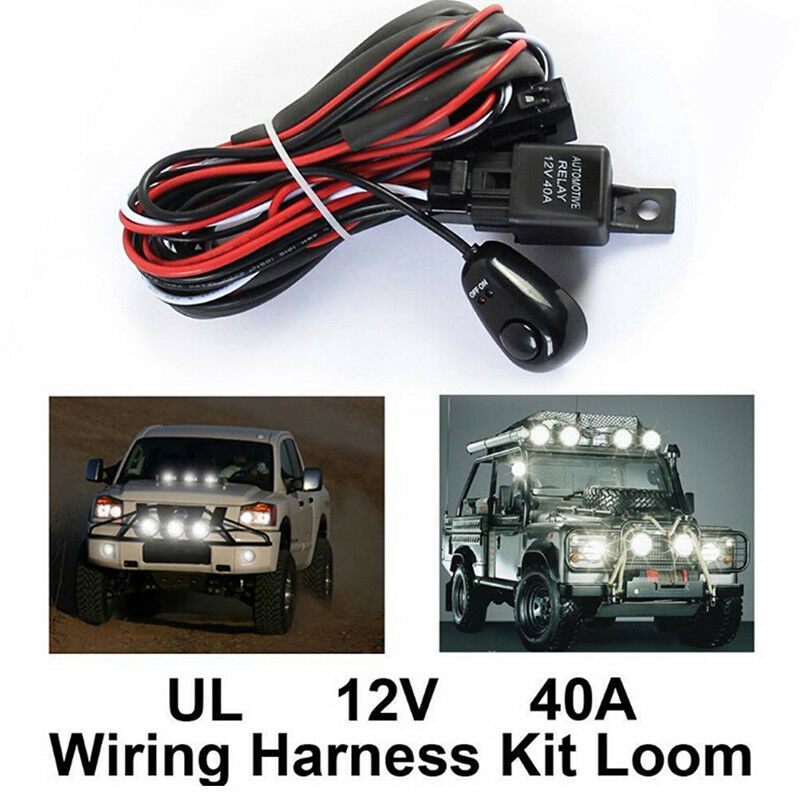 12V 40A Remote Control Wiring Harness Strobe Switch Relay LED Fog Light Bar BDAU