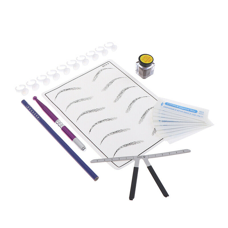 Practical Makeup Microblading Eyebrow Tattoo Kit Pen Needle Paste Skin RulerBDA