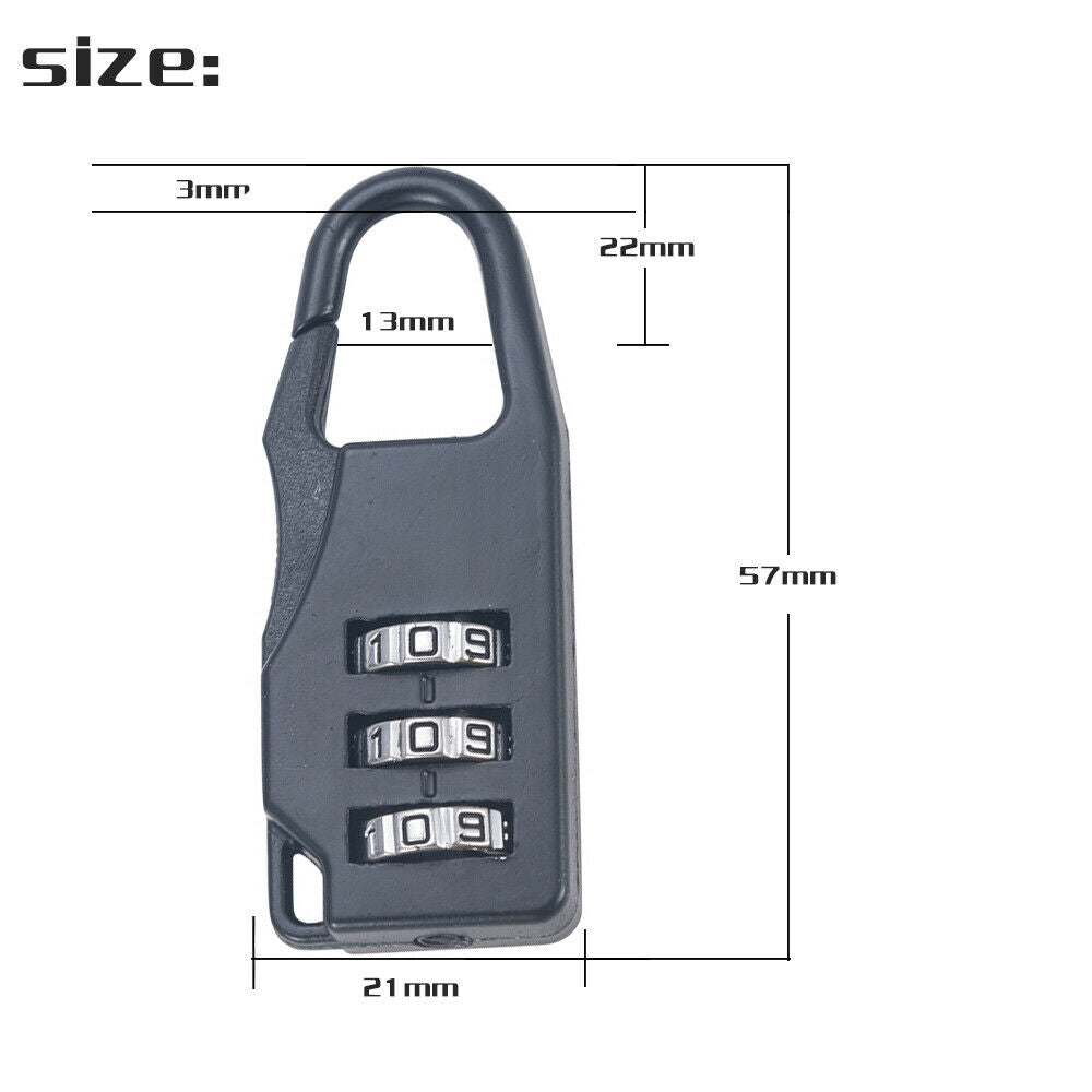 1PC Metal 3 Digit Mini Combination Code Password Gym Travel Luggage Lock