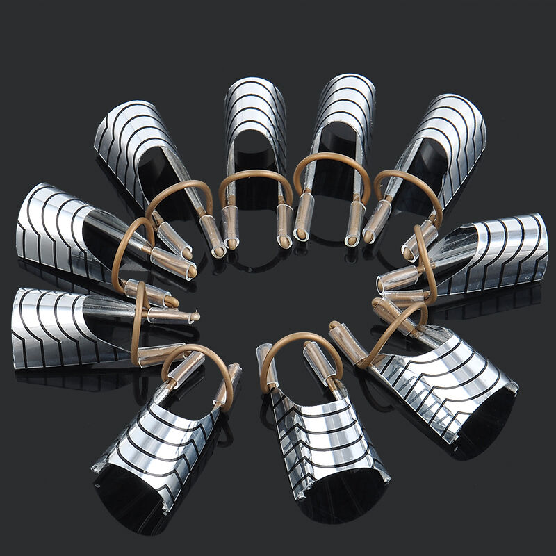 10Pcs Reusable UV Gel Acrylic French Tips Nail Art Extension Guide Form Tools`