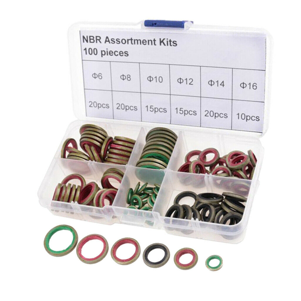 100x M6 M8 M10 M12 M14 M16 Motorcycle Seal Washer Gasket Pads Sealing Ring