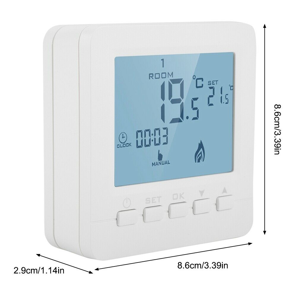 Digital LCD Heating Thermostat Dual Temperature Display Home Temp Controller 5A