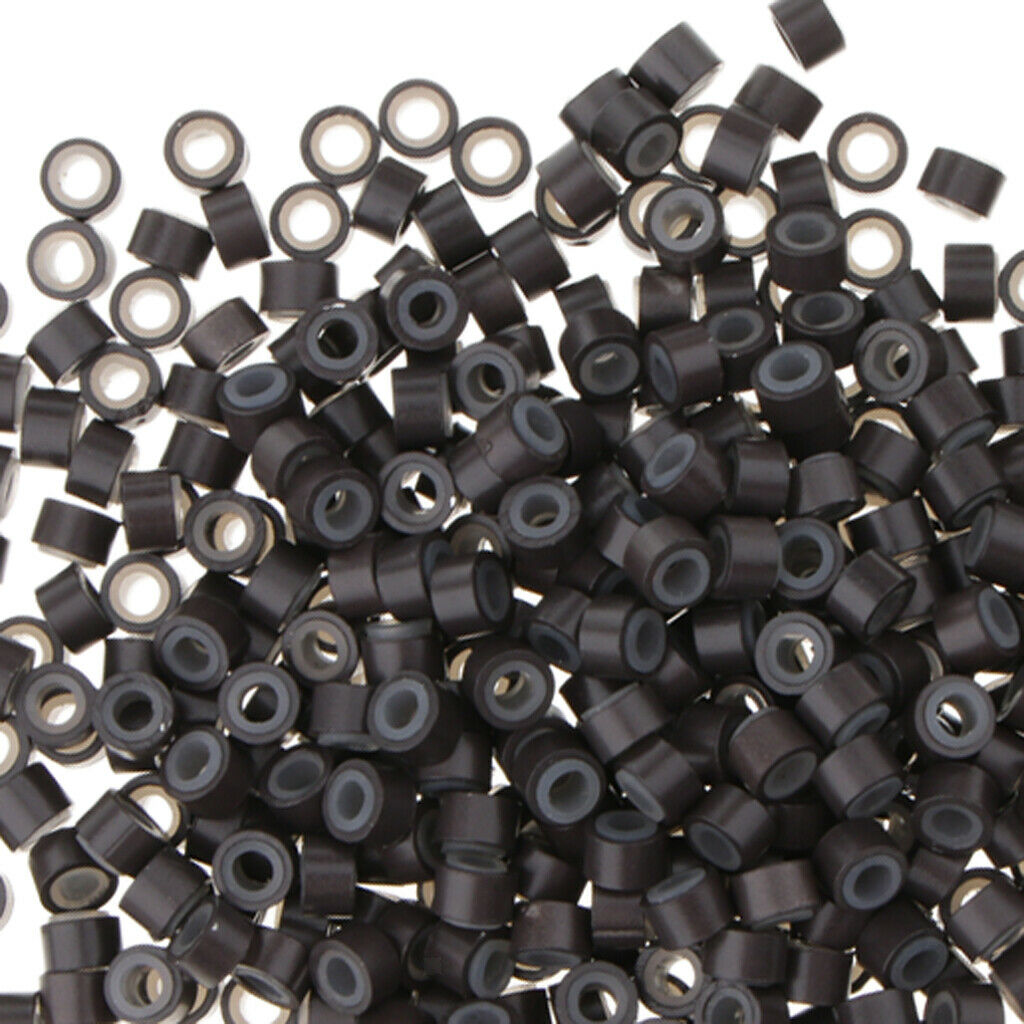 1500 Pcs Micro Hair Extension Rings Links Loop Beads Tool Set 3mm Black Bulk