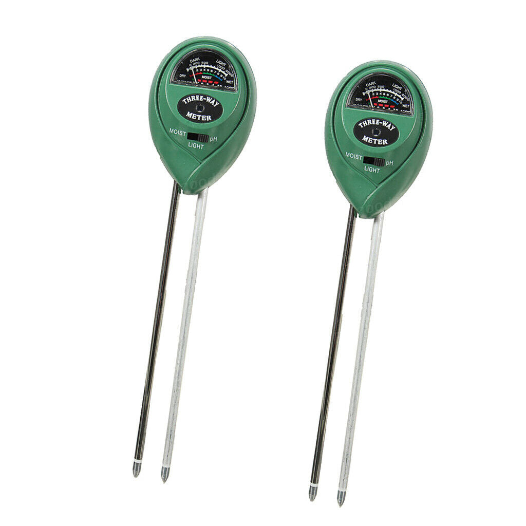 2pcs 3 in 1 pH Garden Soil Tester LCD Temperature Moisture Sunlight Meter