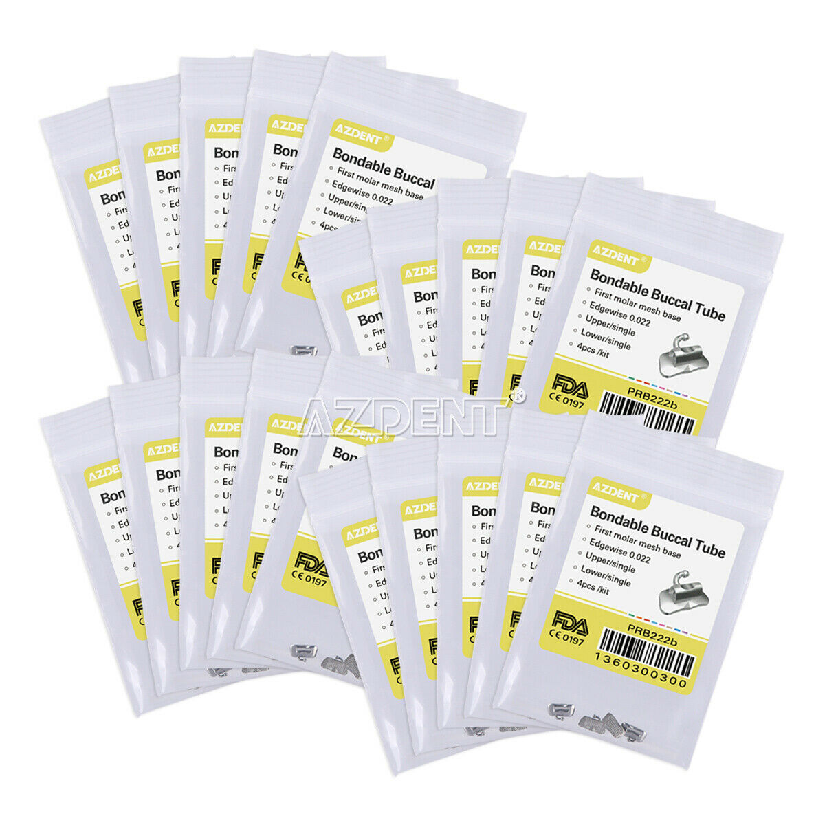 100 X AZDENT Orthodontics Dental Buccal Tube 1st Edgewise 022 Bondable Non-Conv