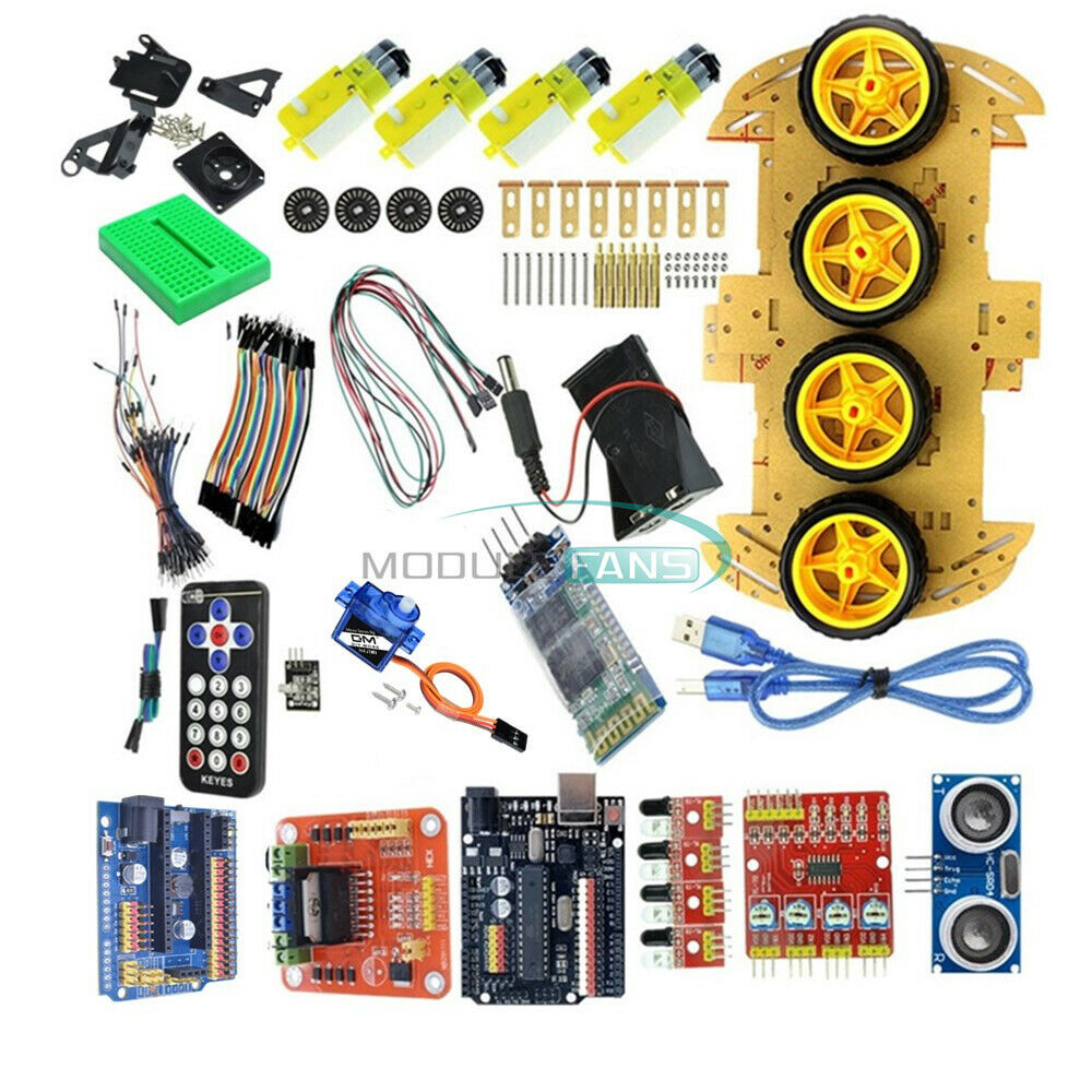 Atmega328P Smart Car Kits + UNO R3 + Nano V3.0 I/O Shield + L298N Motor Driver