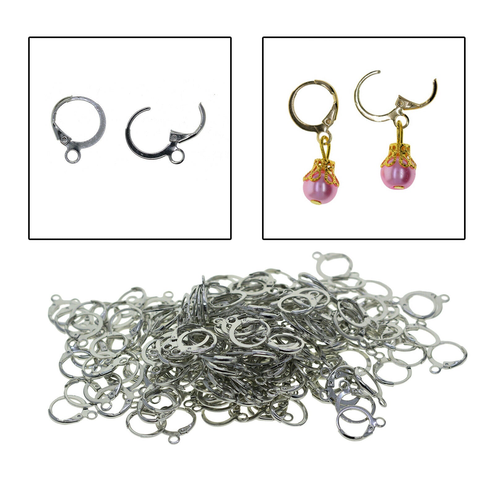 200pcs Leverback Earring Hooks Girls Lady Ear Wire Clip for Jewellery Making