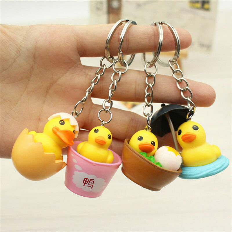 Cute Yellow Duck Keychain Cartoon Animal Bag Hanging Pendant Keychain Keyr.l8