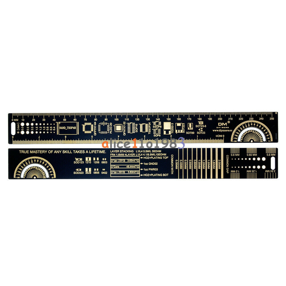 25cm 10 Inch Multifunctional PCB Ruler Measuring Tool Resistor Capacitor Chip IC