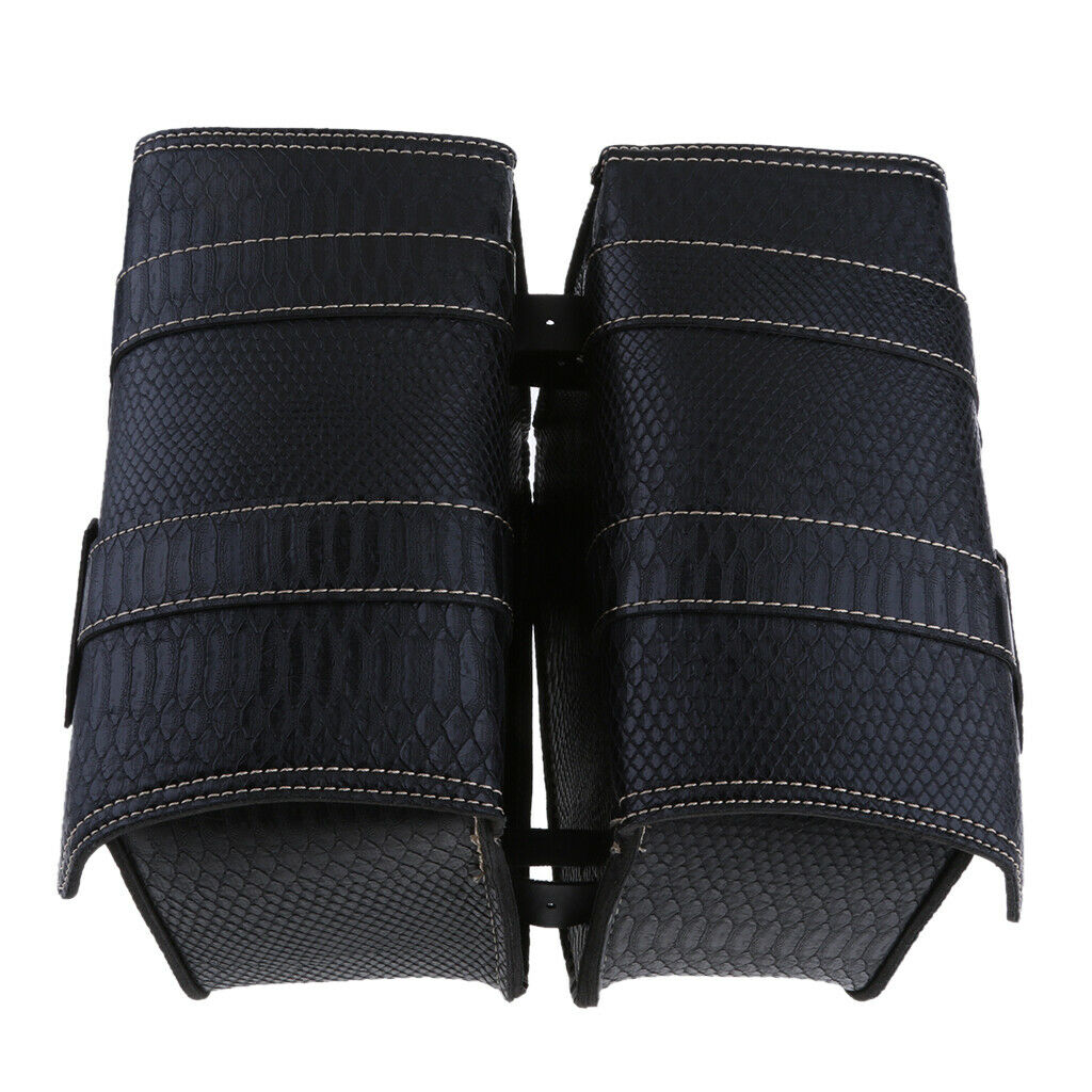 2x Motorbike Leather Swing Arm Pannier Saddle Bag Alligator Emboss Black