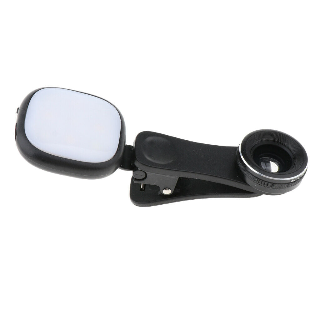 Selfie Ring Light Fill Light with Wide Angle and Macro Lens Kit Black