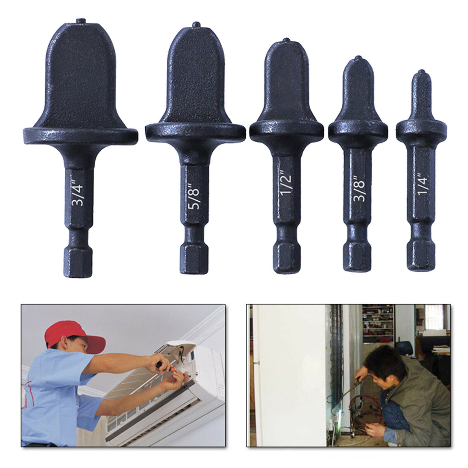 5pcs Swaging Tool Drill Bit Repairing Set Portable Flaring Rotary Hex Handle