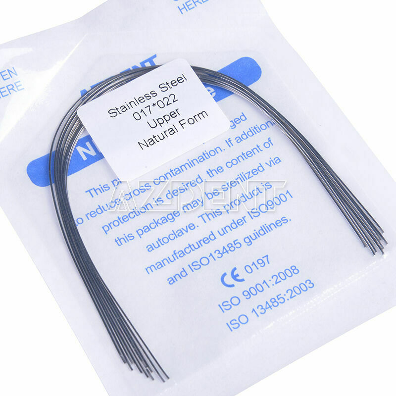 100 Kits Dental Arch Wires Orthodontic Nature Rectangular SS 017 X 022 Upper CA