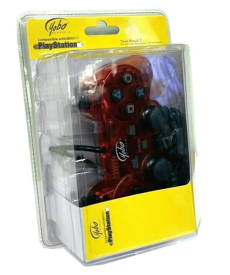 New Yobo Twin Shock 2 Controller for Sony PlayStation or PS2 - RED