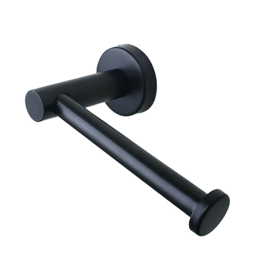 2xToilet Paper Holder Stainless Steel Round Wall Mounted  Punching_Black
