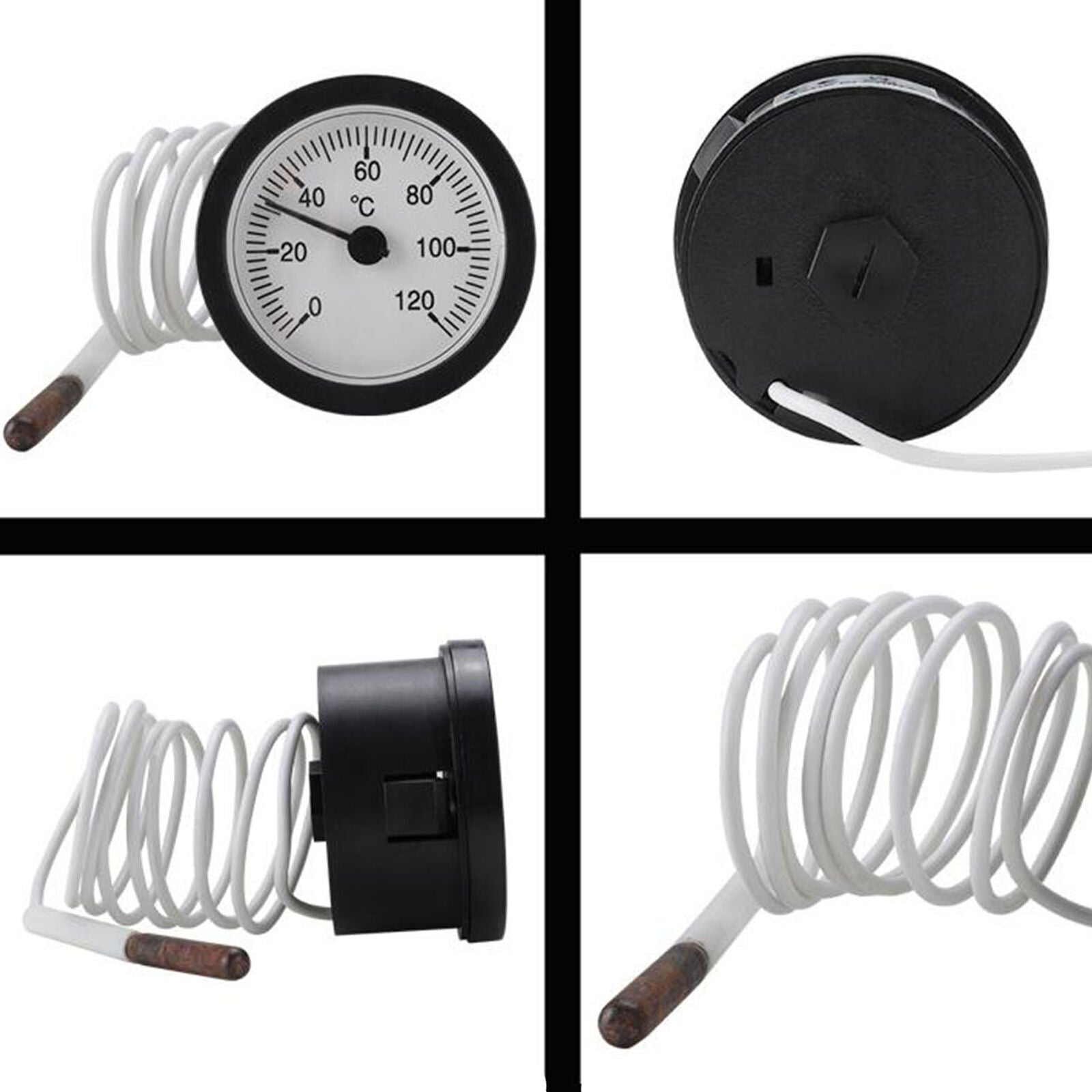 Dial Thermometer Capillary Temperature Gauge 0-120℃ water & oil with Sensor 1m