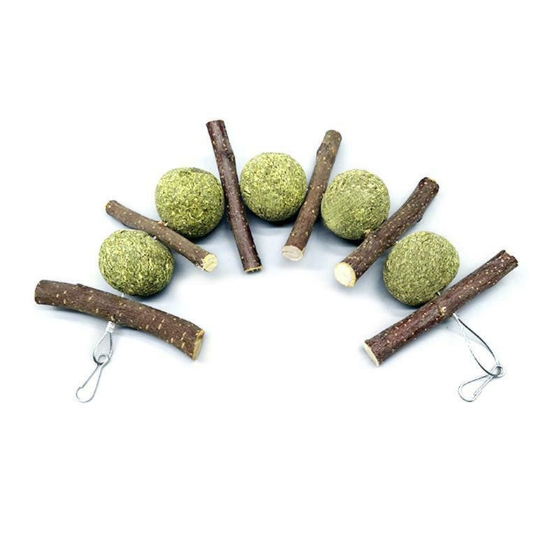 Bunny Chew Toys Wood Branches Grass Balls Rabbit Hay Treat for Teeth Clean