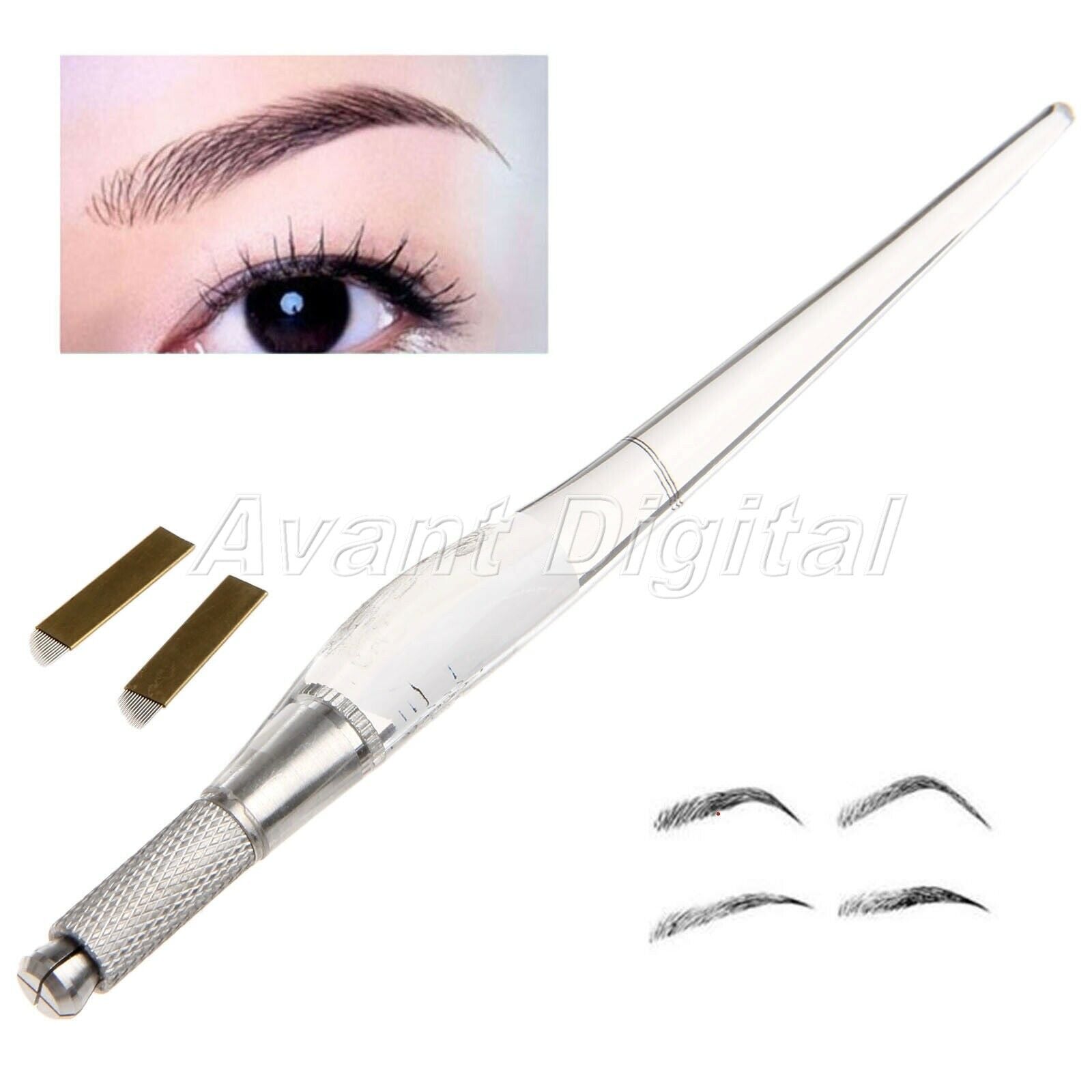 Manual PCD Pen +5 Needles Blades Tattoo Eyebrow Microblad Permanent Makeup Tool