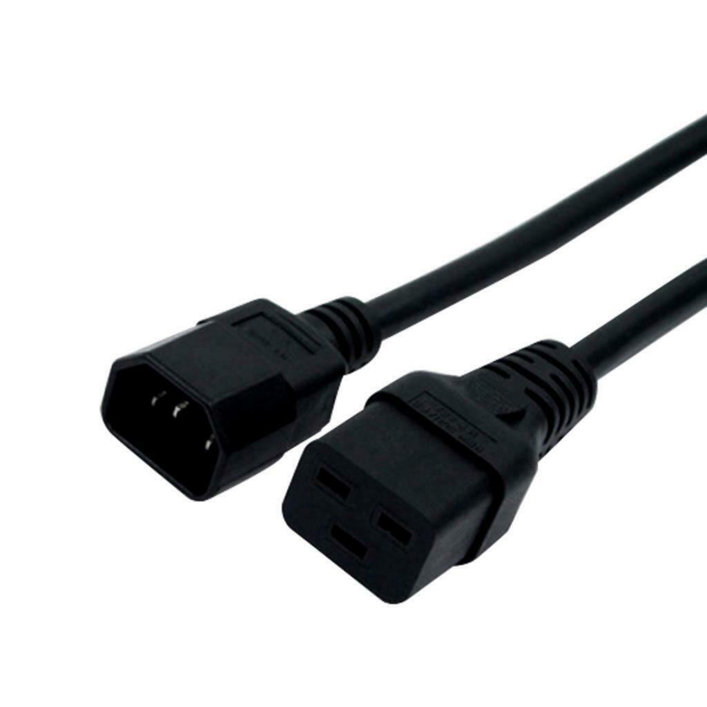 16A IEC 320 C14 to C19 AC Power Extension Cord Cable for PC PDU UPS Black