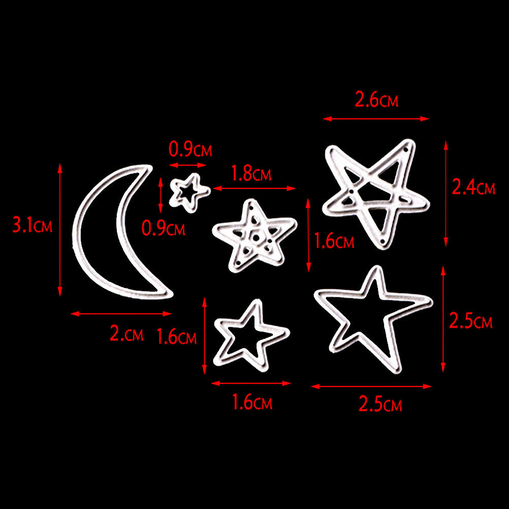 Star Moon Metal Cutting Dies Stencil For Scrapbooking DIY Album Cards Decor B Ad