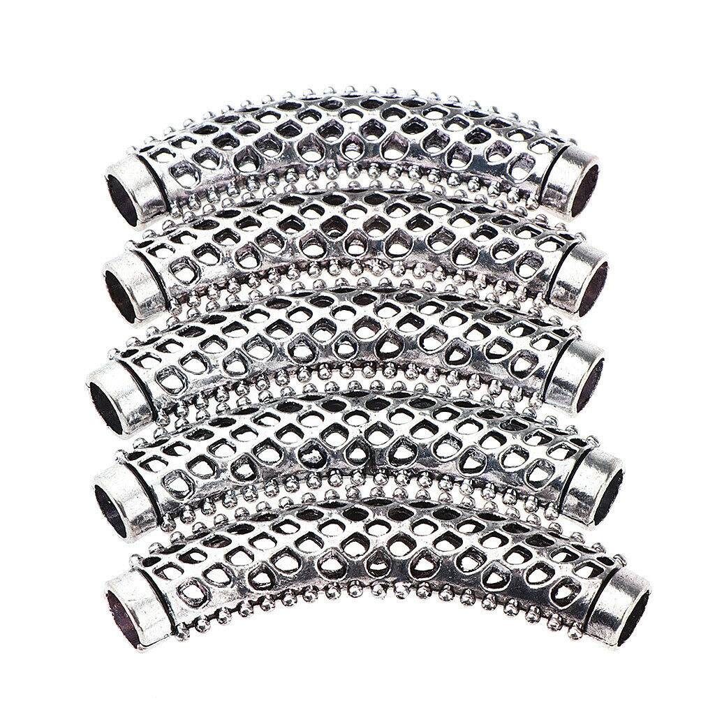 5Pcs Dreadlock Beads Braiding Jewelry Tubes Hair Pendants Ring Cuff 06