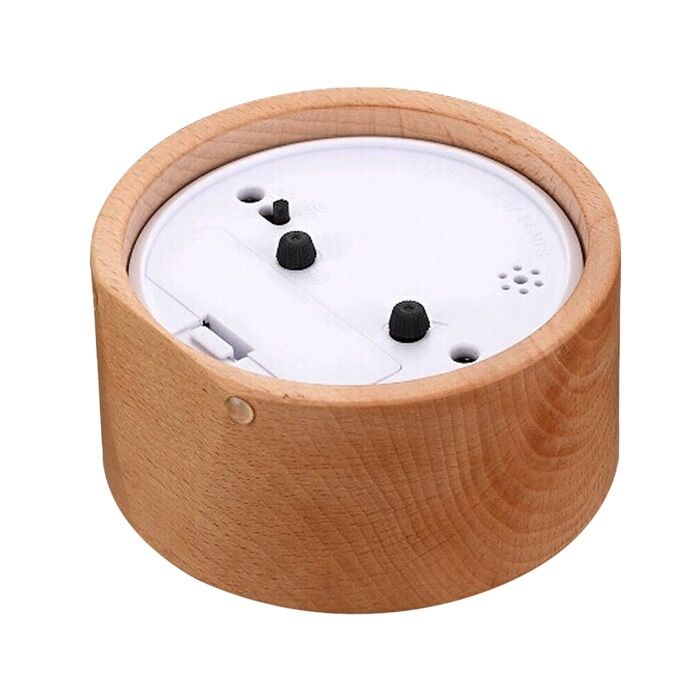 Classic Round Table Snooze Desk Beech Wood Alarm Clock Backlight Timer Digital
