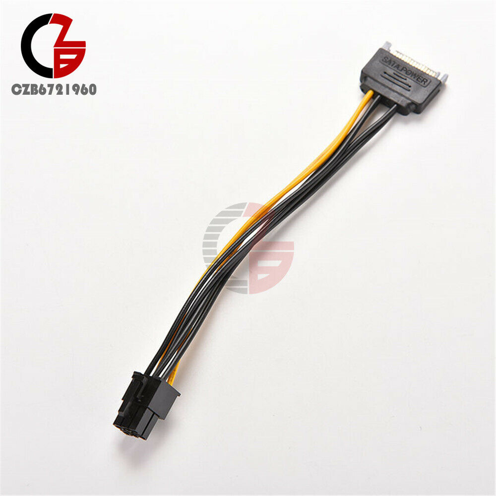 15 Pin SATA Male to 6 Pin PCI-E Video/Graphics Card Power Adapter 20CM Cable