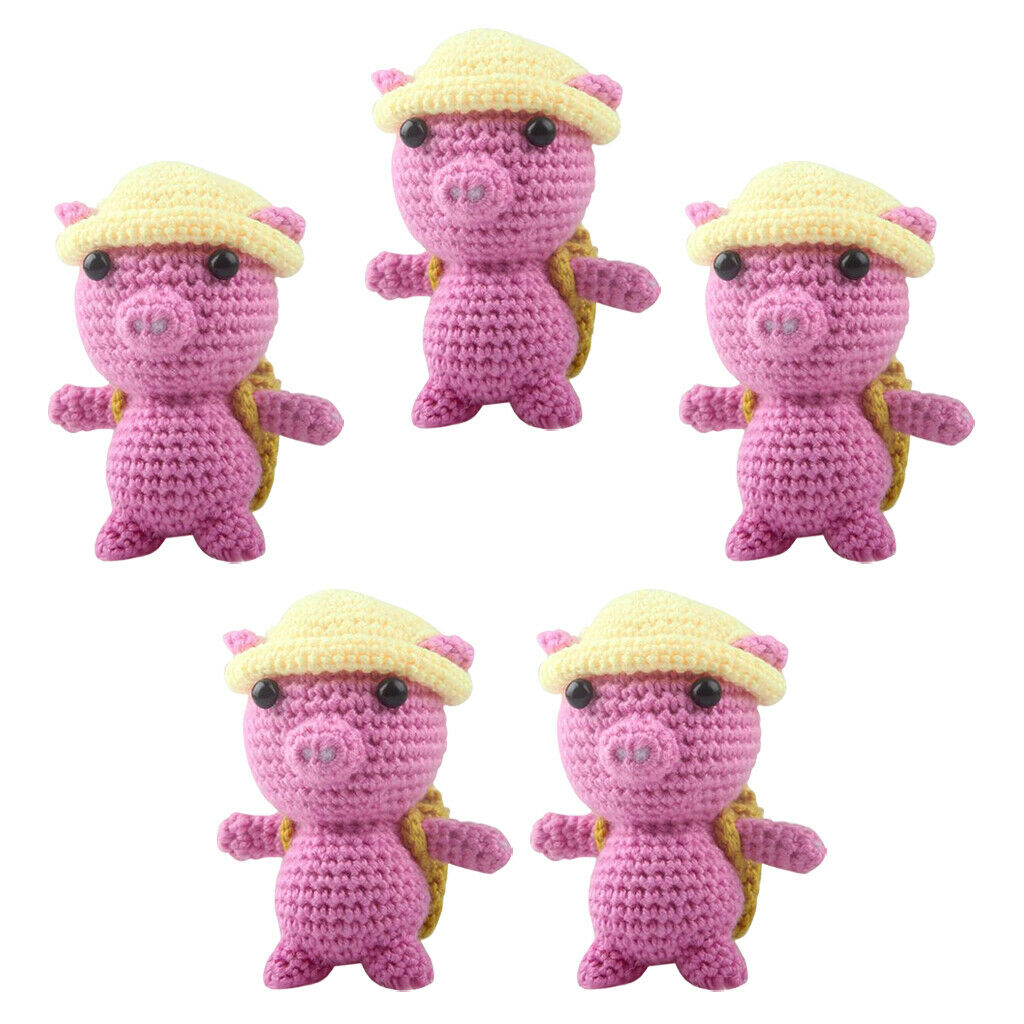 5 Sets Animal Pig Crochet Kit for Beginner Starter Learn to Knitting Crafts