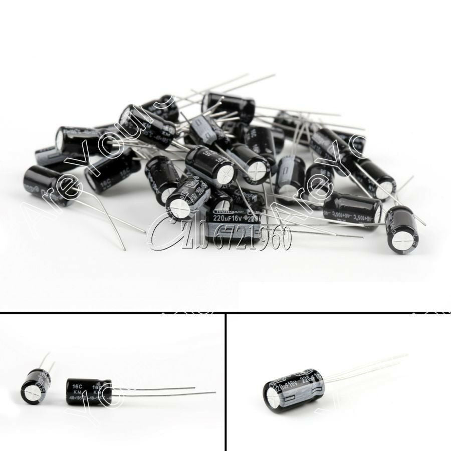 50PCS 220uF 16V 105C Radial Electrolytic Capacitor 6X7mm 6*7mm