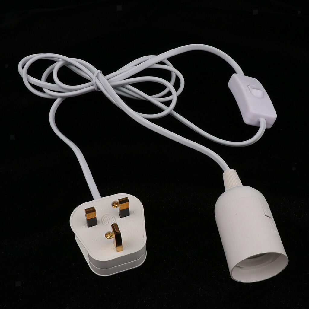 E27 Screw Lamp Socket Base White Pendant Light Holder Fitting with Switch