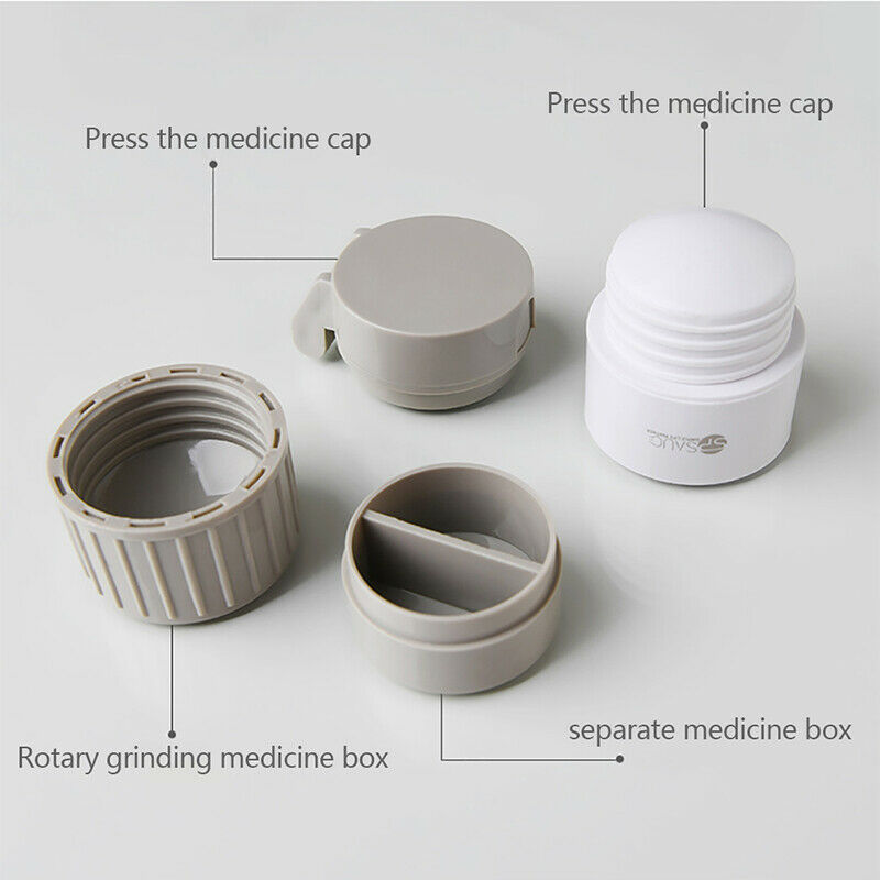 New 4 In 1 Portable Pill Case Medicine Splitter Grinder Pill Cutter Stora.l8
