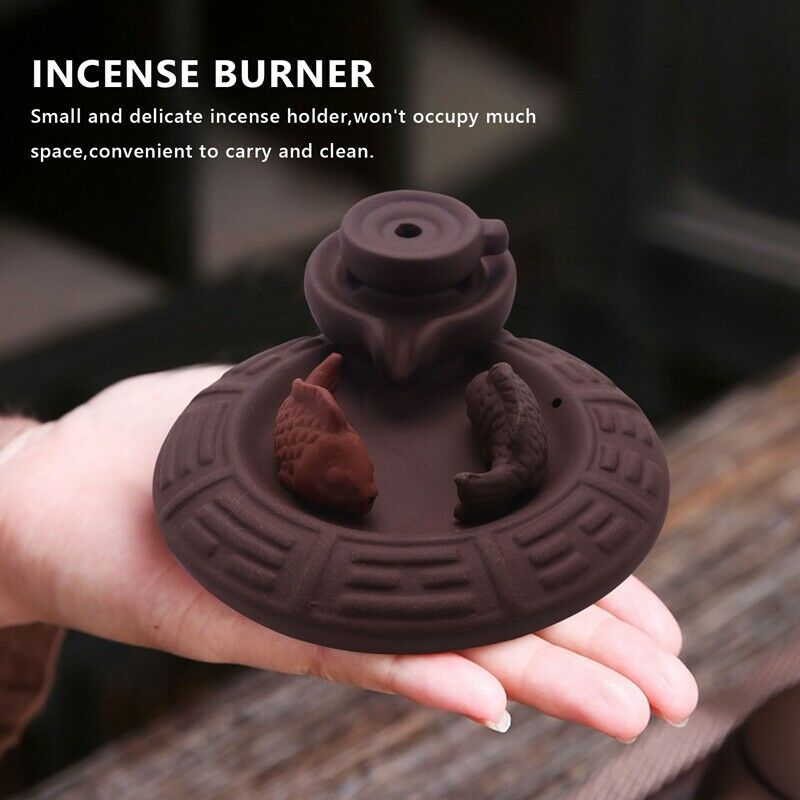 Ceramic Fish Backflow Incense Burner,Incense Cones Sticks Holder,Perfect For YW8