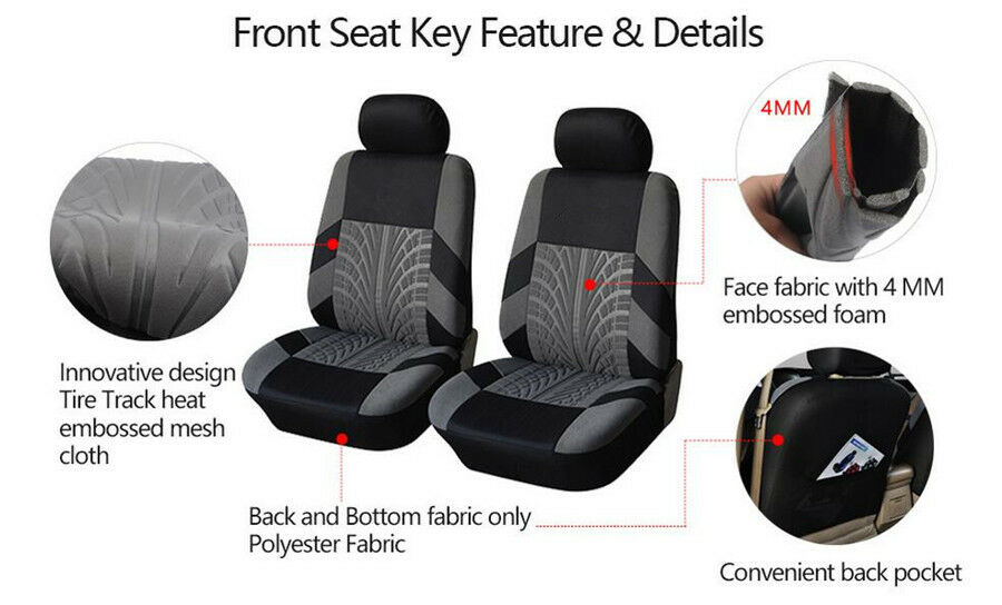 Classic Embroidery Car Seat Covers Set Washable Fit for Most Brand Vehicle 2PCS