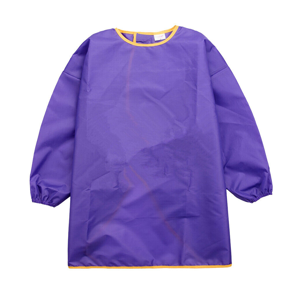 2pcs Waterproof Children's Clothing Painting Apron with Sleeves Home Blue +  M