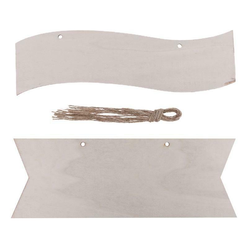 8 Pcs Arrow + Wavy Shape Wooden Blanks Hanging Tag Sign Unfinished Slices Chips