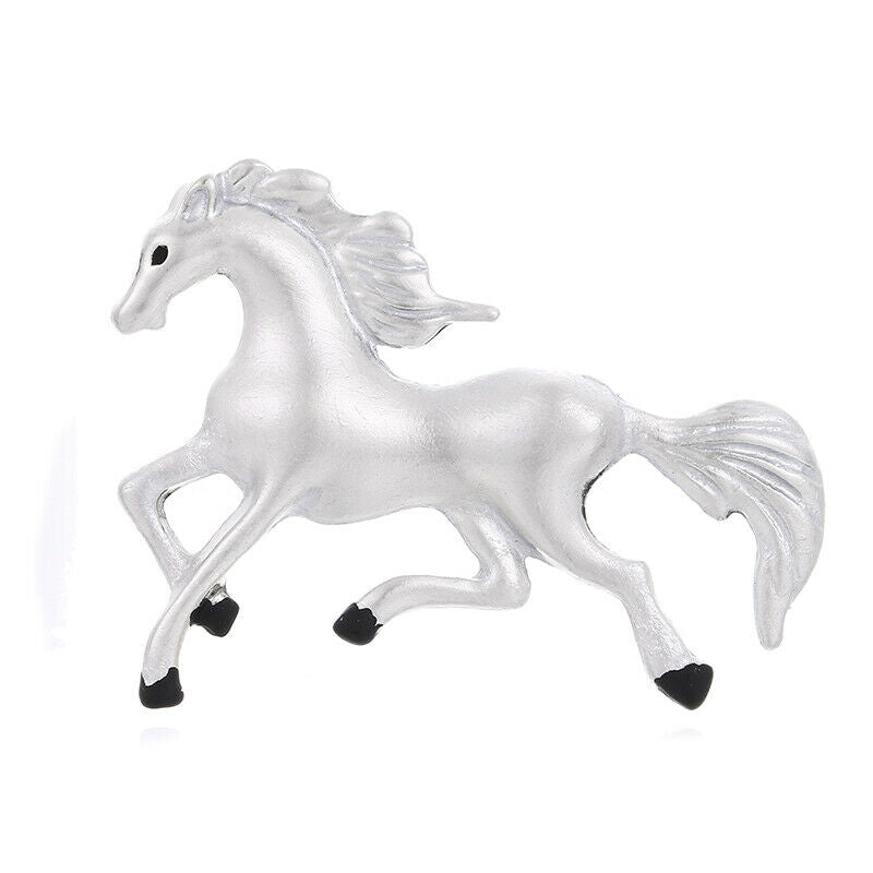 Fashion White Horse Brooch Pin Collar Decoraion Badge Corsage Jewelry WomenY1