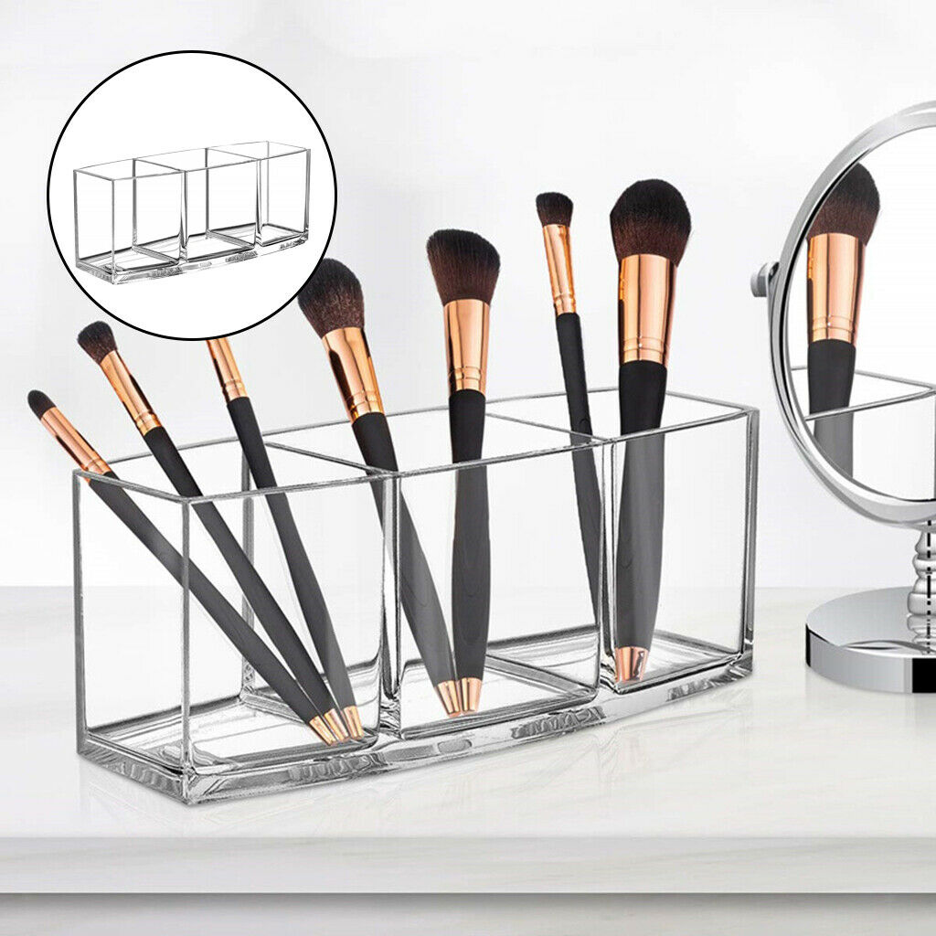 3 Slots Make-up Brush Cosmetic Holder Trio Compartments Cosmetic Organizer