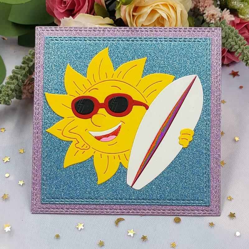 Surfboard Sun with Sunglasses Carbon Steel Cutting Dies DIY Scrapbooking Photo