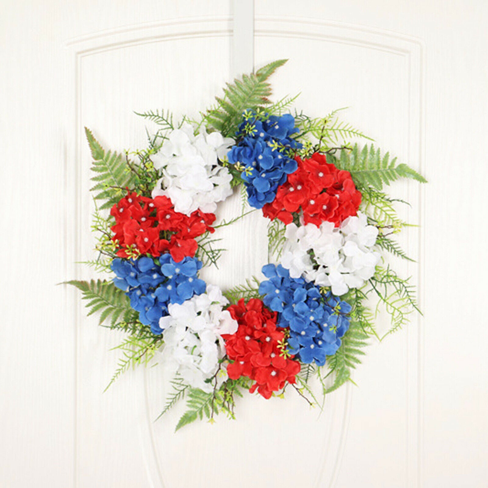 Patriotic American Wreath Flower Garland Memorial Day Wall Window Hanging