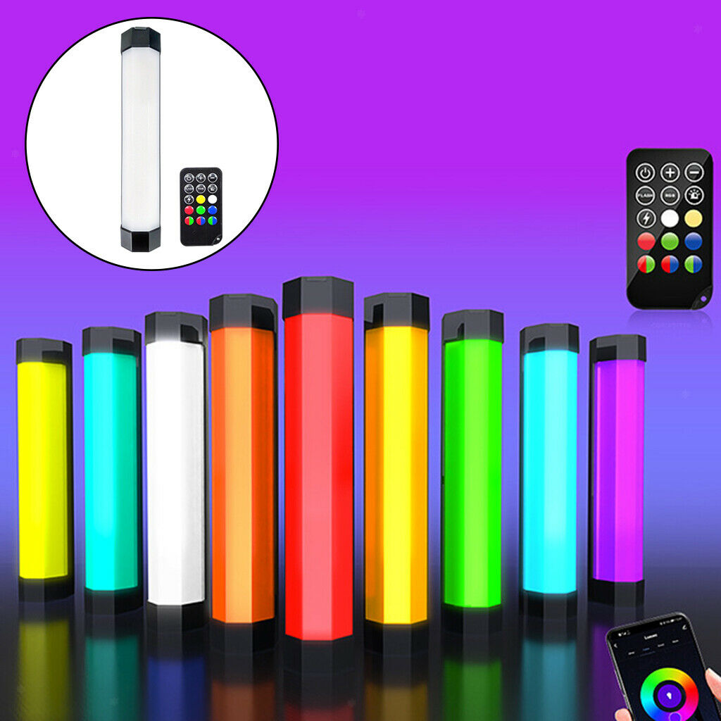 RGB LED Handheld Video Light Wand Bar Photography Rechargeable Remote Tube