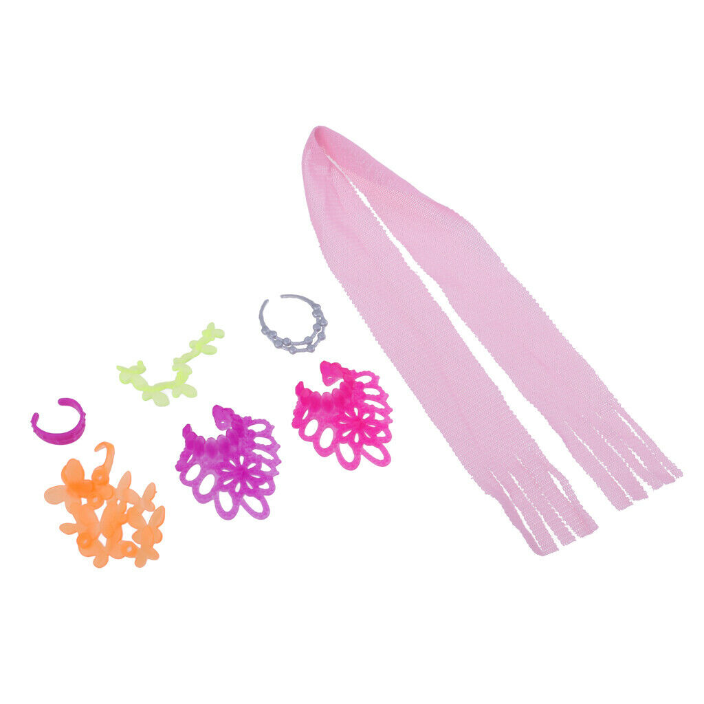 6 Pieces Cute Pink Plastic Neck Headband Choker And Scarf