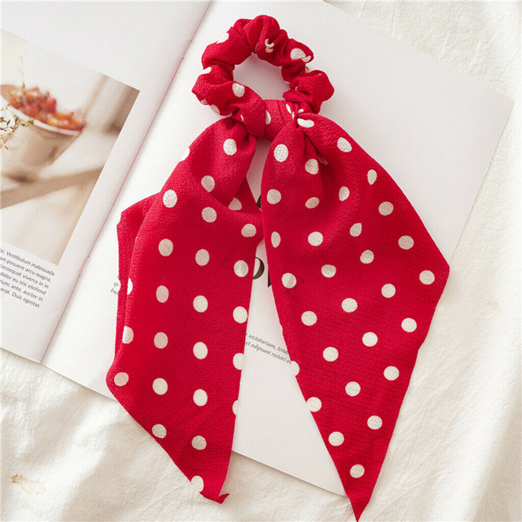 10Pcs Women Girls Hair Ties Scrunchie Floral Polka Dot Elastic Hair Band