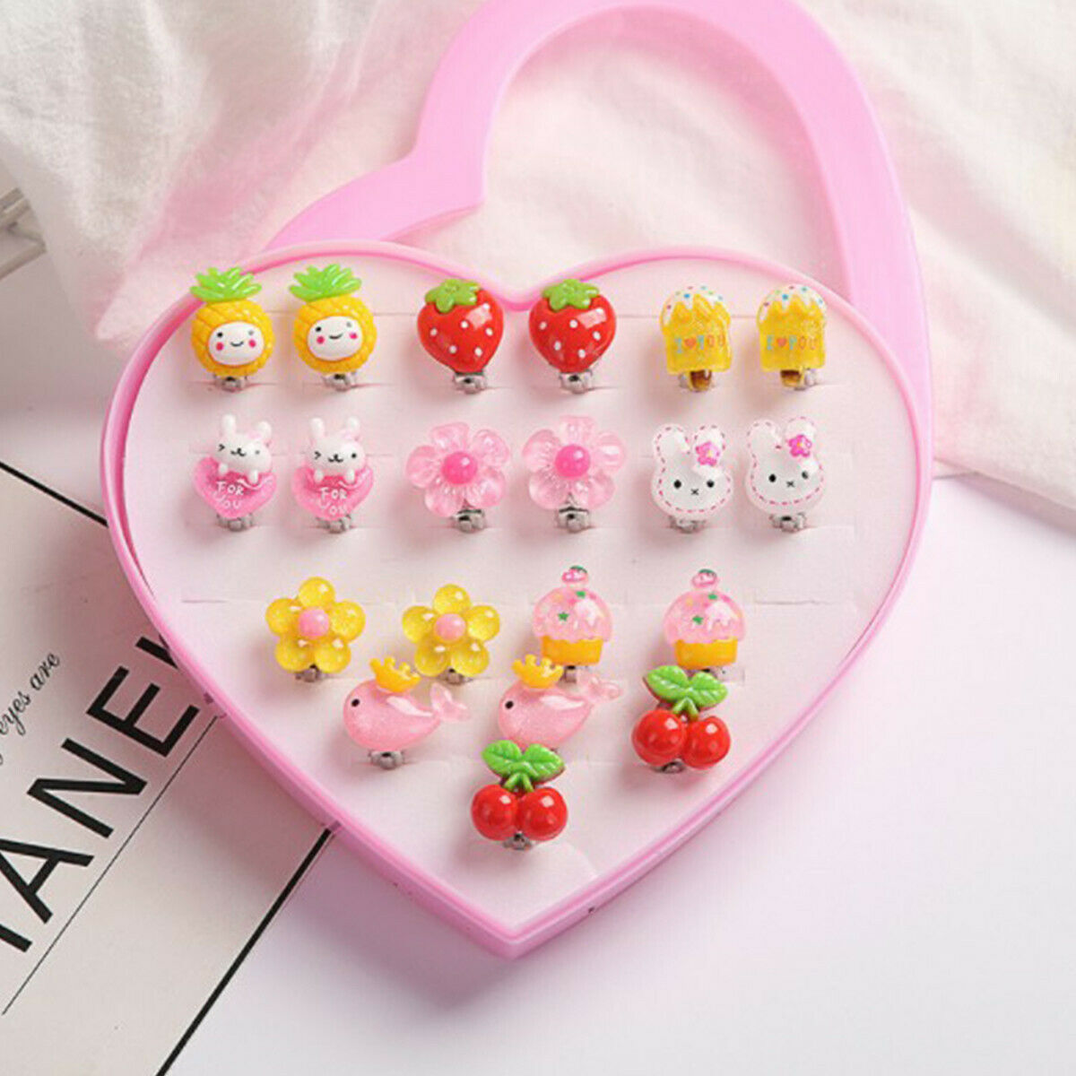 10Pair Cute Clip-On No Pierced Earrings For Kids Child Girls Christmas Xmas Gift