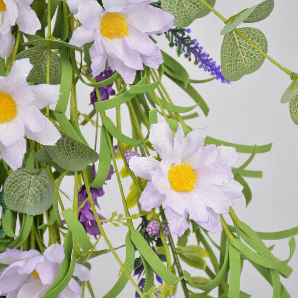 Artificial Daisy Flower Hanging Floral Wreath for Wedding Arch Front Door Decor