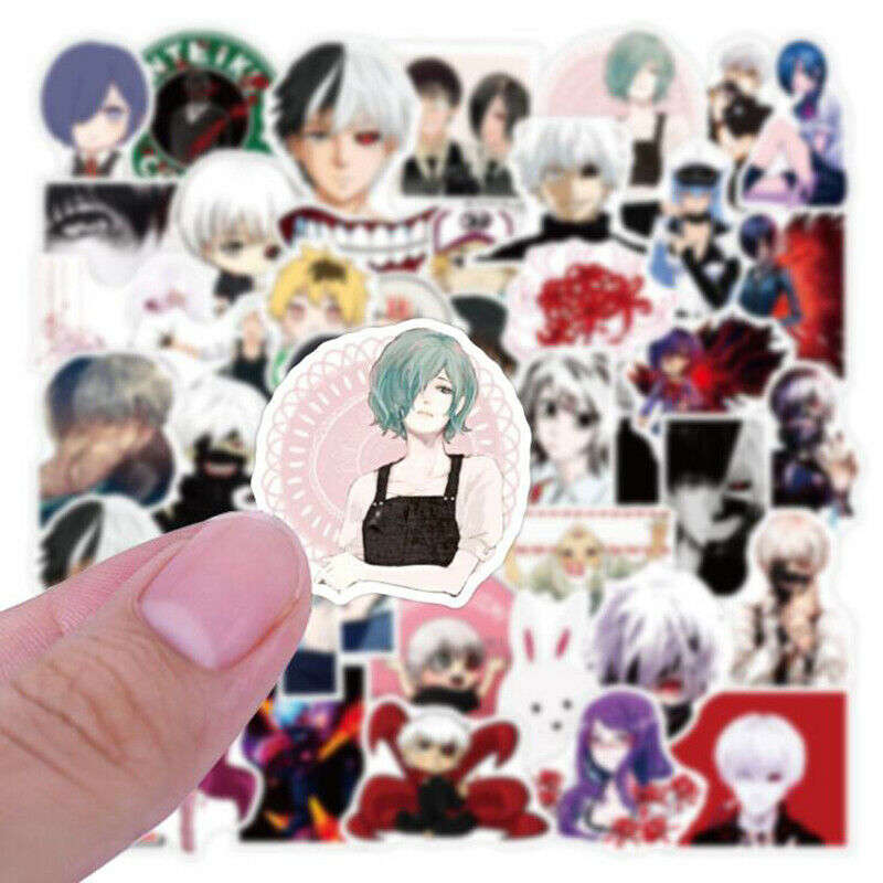 51Pcs Tokyo Ghoul Cartoon Stickers Laptop Scooter Car Trunk Refrigerator .l8
